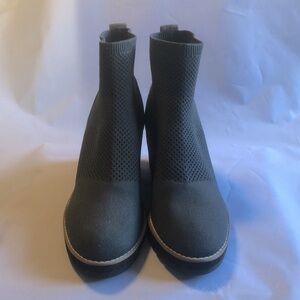 Eileen Fisher slate grey fabric bootie.